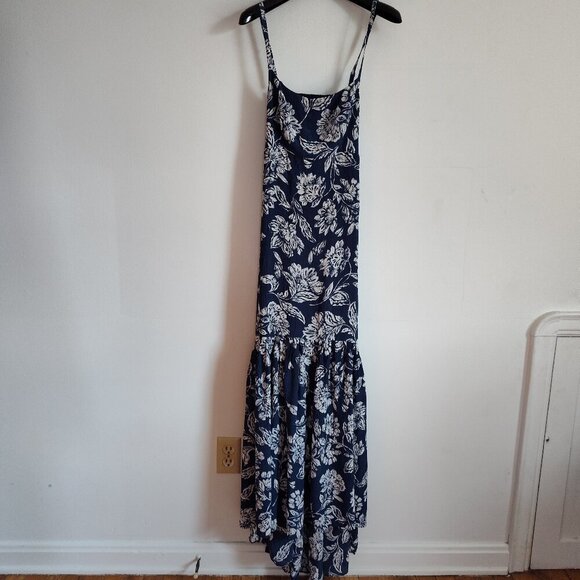 Ladies SZ 0 Madewell Blue/White Floral Slip Maxi Dress - Picture 1 of 5